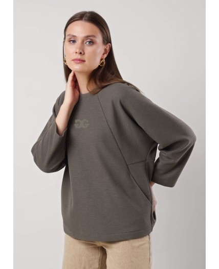 CLE Джемпер жен. 156990/182тдф, хаки/серый