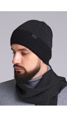 CLE Шапка 433851аш флис, чёрный/меланж т.серый