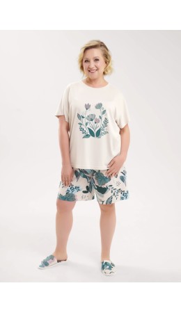 CLE LP15-1196 Пижама жен., бежевый/св.зелёный