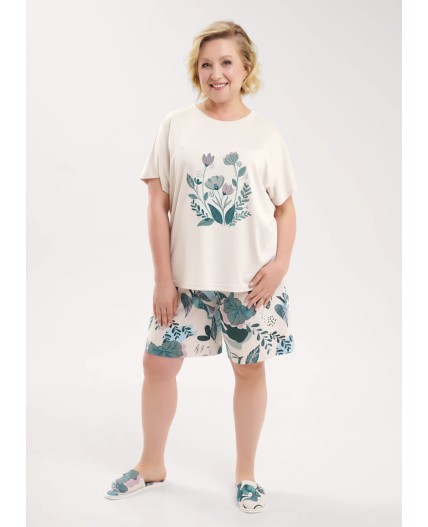 CLE LP15-1196 Пижама жен., бежевый/св.зелёный