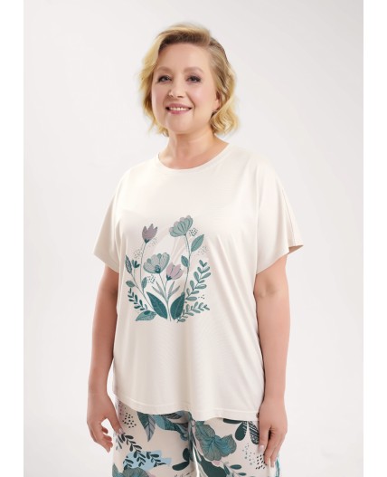 CLE LP15-1196 Пижама жен., бежевый/св.зелёный