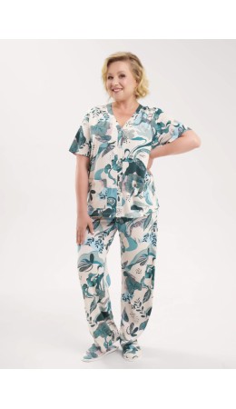 CLE LP15-1196/2 Пижама жен., бежевый/св.зелёный