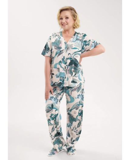 CLE LP15-1196/2 Пижама жен., бежевый/св.зелёный