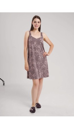 CLE LS15-1181 Сорочка ночн. жен. Миндаль, кофейный/коричневый