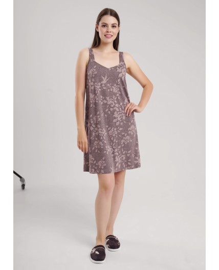 CLE LS15-1181 Сорочка ночн. жен. Миндаль, кофейный/коричневый