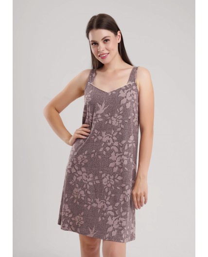 CLE LS15-1181 Сорочка ночн. жен. Миндаль, кофейный/коричневый