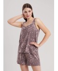 CLE LSET15-1181 Пижама жен. Миндаль, кофейный/коричневый