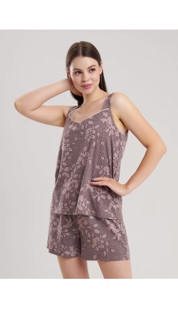 CLE LSET15-1181 Пижама жен. Миндаль, кофейный/коричневый