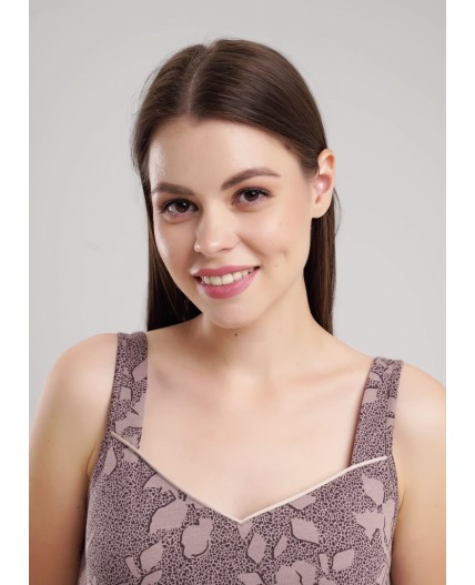 CLE LSET15-1181 Пижама жен. Миндаль, кофейный/коричневый