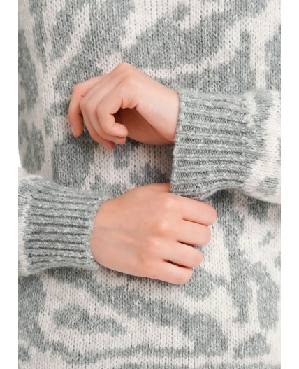 CLE Джемпер жен. 154484/188апх, меланж зелёный/меланж серый