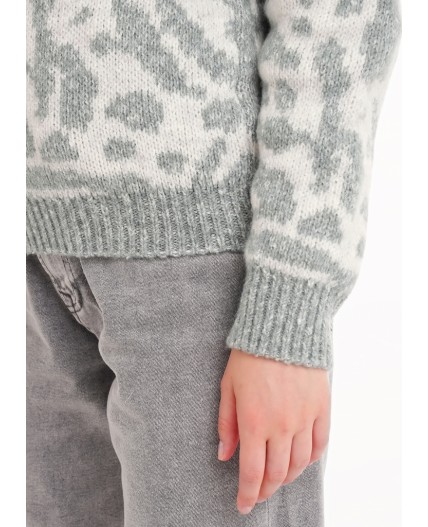 CLE Джемпер жен. 154484/188апх, меланж зелёный/меланж серый