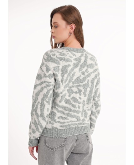 CLE Джемпер жен. 154484/188апх, меланж зелёный/меланж серый