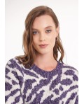CLE Джемпер жен. 154484/188апх, меланж т.фиолетовый/меланж серый