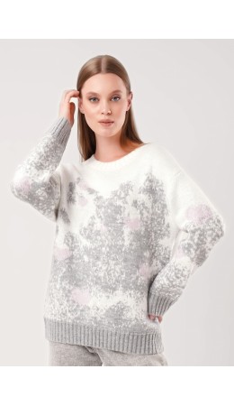 CLE Джемпер жен. 154576/191ап, св.серый/молочный