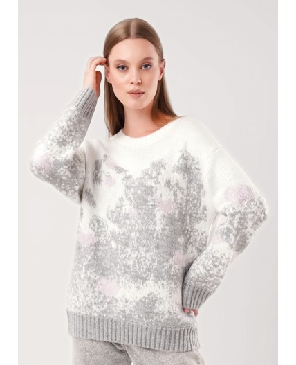 CLE Джемпер жен. 154576/191ап, св.серый/молочный