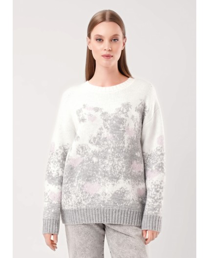 CLE Джемпер жен. 154576/191ап, св.серый/молочный
