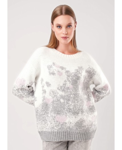 CLE Джемпер жен. 154576/191ап, св.серый/молочный