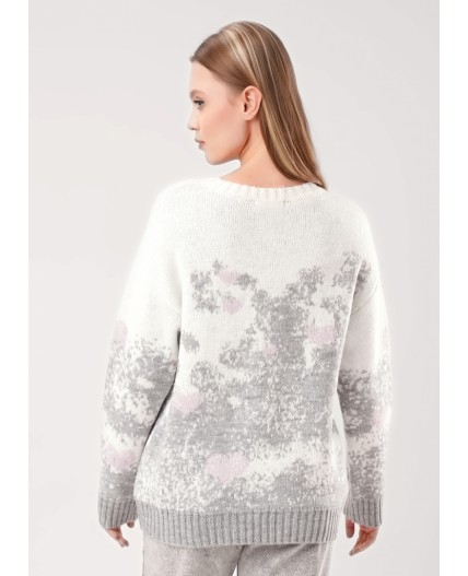 CLE Джемпер жен. 154576/191ап, св.серый/молочный