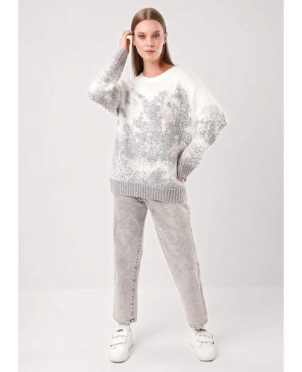 CLE Джемпер жен. 154576/191ап, св.серый/молочный