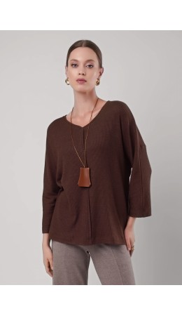 CLE Джемпер жен. 156992/185шв, меланж коричневый