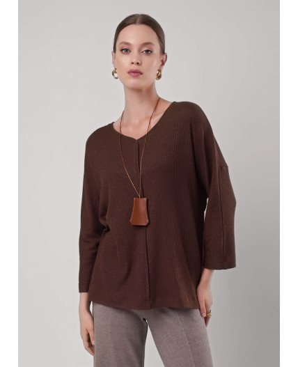 CLE Джемпер жен. 156992/185шв, меланж коричневый