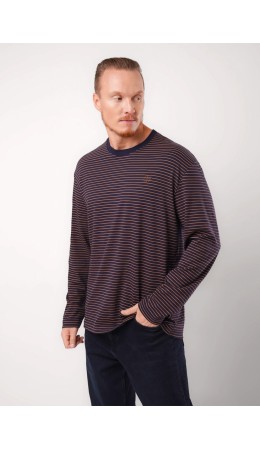 CLE Джемпер муж. 452613/17кнт, т.синий/св.коричневый