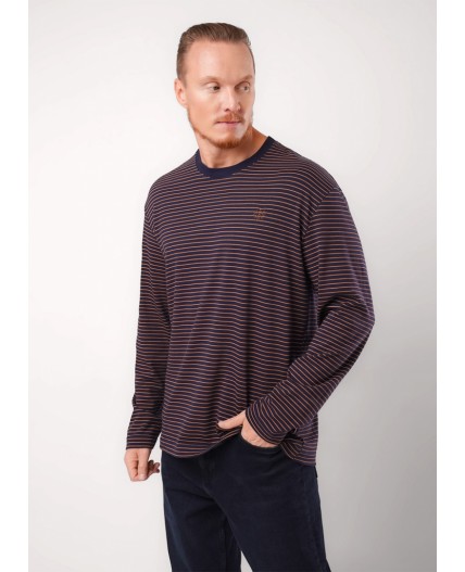 CLE Джемпер муж. 452613/17кнт, т.синий/св.коричневый