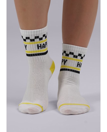 CLE Носки дет.С1430 24 пинг-понг хл+эл, белый/жёлтый