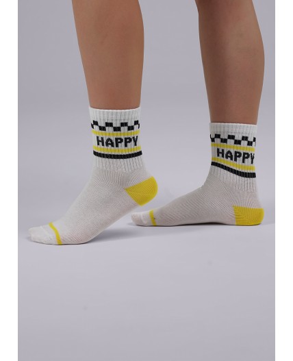 CLE Носки дет.С1430 24 пинг-понг хл+эл, белый/жёлтый