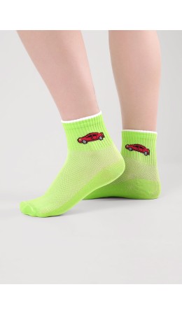 CLE Носки дет.С1561 12-14,14-16 сетка мал, салатовый
