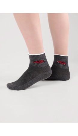 CLE Носки дет.С1561 16-18,18-20 сетка мал, меланж т.серый