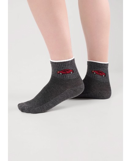 CLE Носки дет.С1561 16-18,18-20 сетка мал, меланж т.серый