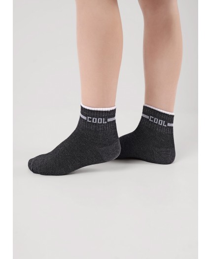 CLE Носки дет.С1562 12-14,14-16 сетка мал, меланж т.серый