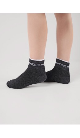 CLE Носки дет.С1562 16-18,18-20 сетка мал, меланж т.серый