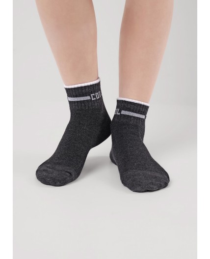 CLE Носки дет.С1562 16-18,18-20 сетка мал, меланж т.серый