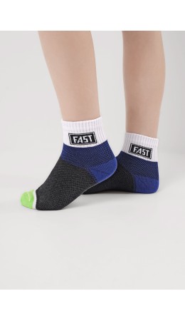 CLE Носки дет.С1563 16-18,18-20 сетка мал, меланж т.серый