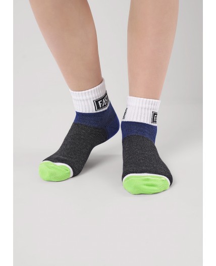 CLE Носки дет.С1563 16-18,18-20 сетка мал, меланж т.серый