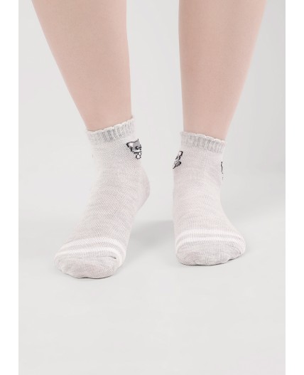 CLE Носки дет.С1566 12-14,14-16 сетка дев, меланж св.серый
