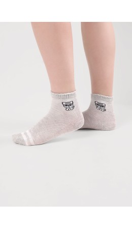 CLE Носки дет.С1566 16-18,18-20 сетка дев, меланж св.серый