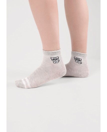 CLE Носки дет.С1566 16-18,18-20 сетка дев, меланж св.серый