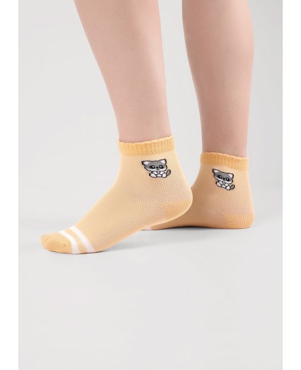 CLE Носки дет.С1566 16-18,18-20 сетка дев, св.жёлтый