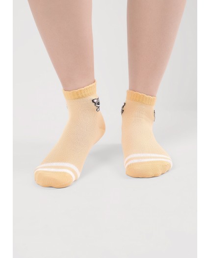 CLE Носки дет.С1566 16-18,18-20 сетка дев, св.жёлтый