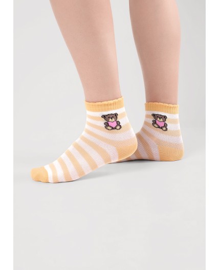 CLE Носки дет.С1567 16-18,18-20 сетка дев, св.жёлтый