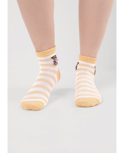 CLE Носки дет.С1567 16-18,18-20 сетка дев, св.жёлтый