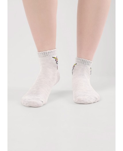 CLE Носки дет.С1568 12-14,14-16 сетка дев, меланж св.серый