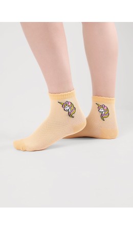 CLE Носки дет.С1568 12-14,14-16 сетка дев, св.жёлтый