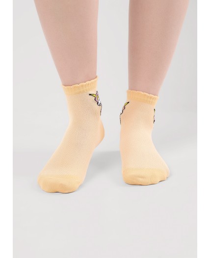 CLE Носки дет.С1568 12-14,14-16 сетка дев, св.жёлтый