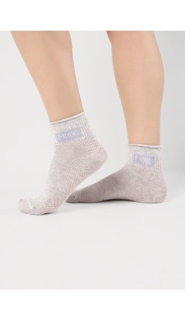 CLE Носки дет.С1569 16-18,18-20 сетка укороч, меланж св.серый