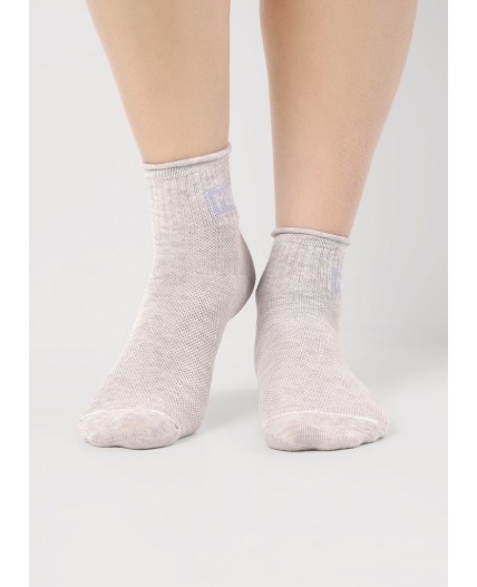 CLE Носки дет.С1569 16-18,18-20 сетка укороч, меланж св.серый