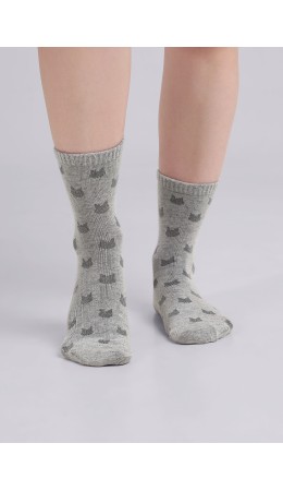 CLE Носки дет.С4423 16-18,18-20 дарк ажур, меланж св.серый